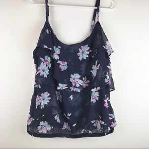 Torrid Camisole Top Blue Floral Tiered Ruffle 2X